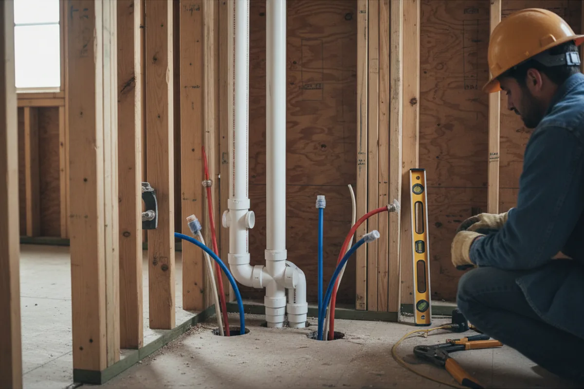 Drain and supply rough-in during Leak Detection in Cato